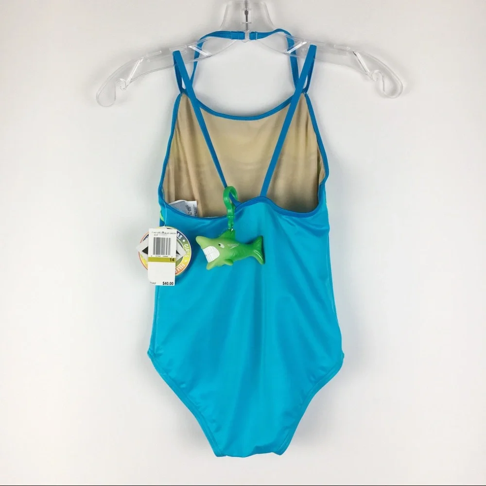 New Girls Blue Green‎ Speedo Swimsuit 14
